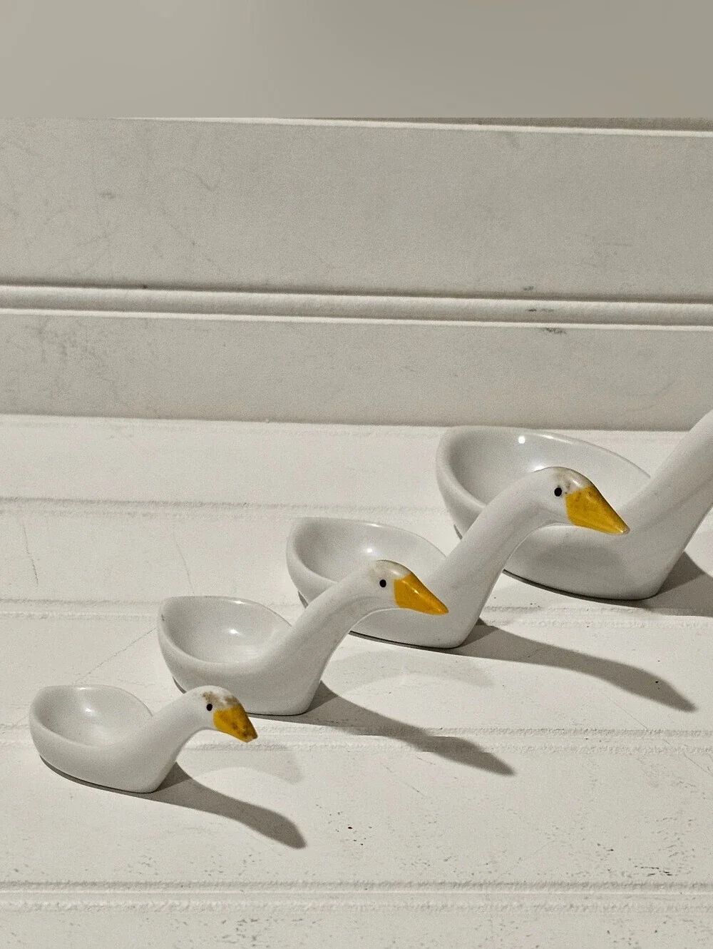 1980's Goose Measuring Spoons Wooden Crate Display